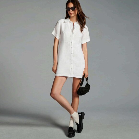 Sophie Rue Dresses & Skirts - Sophie Rue Shirt Dress Womens Large White Short Sleeve Collared Button‎ Up NWT